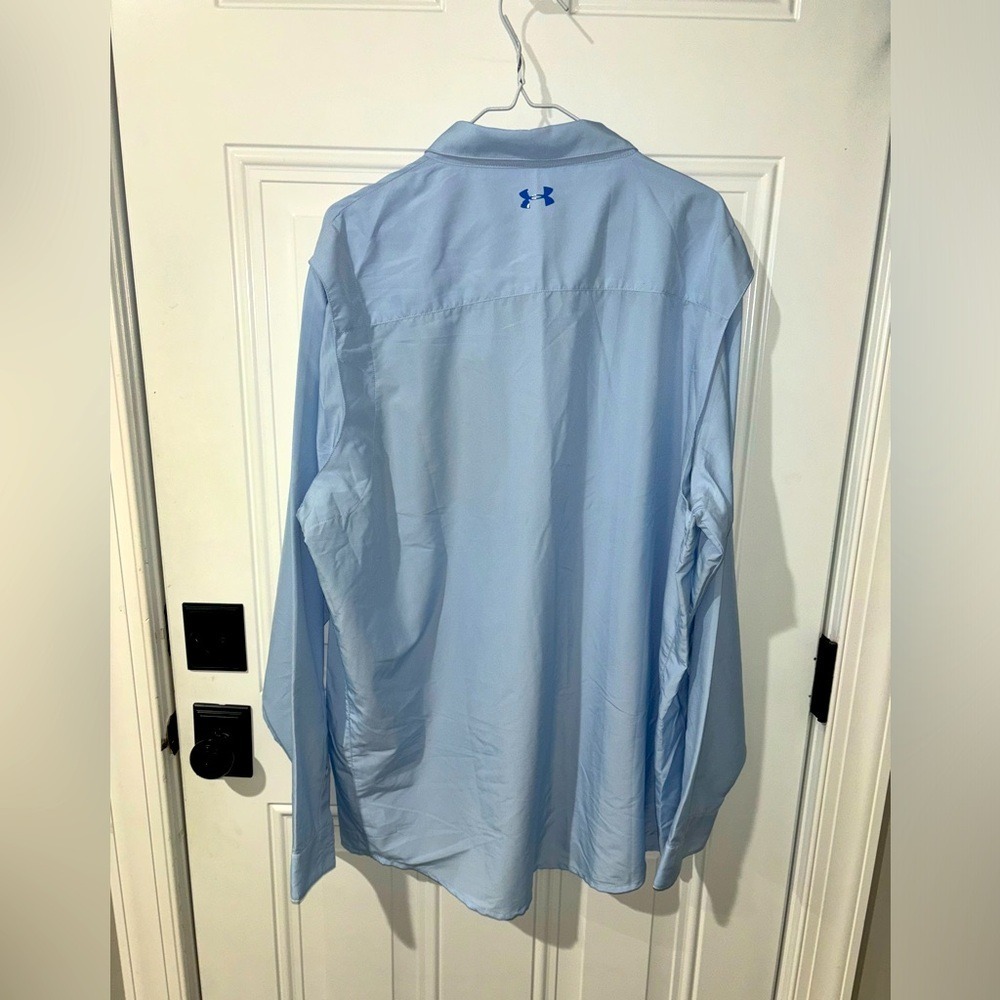 Under Armour Men's XXL Loose Shirt Lightweight Zip Chest Pocket Light Blue - Picture 2 of 9